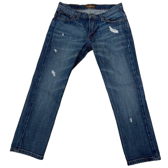 DAVID KAHN Jeans Medium Wash Distressed Waist 16" Flat Inseam 26.5" Size 25 - Picture 1 of 5